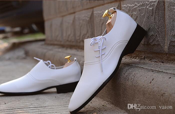 NEW HOT Sale Mens Wedding White Shoes Mens Black And White Leather .