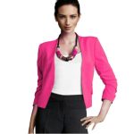 Great combinations with a short blazer in trendy colors .