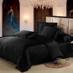 Black color silk sheet set is for sale online. This natural bed .
