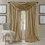 Set 2 Solid Gold Faux Silk Curtains Panels Drapes Pair WITH SCARF .