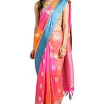 Buy VARKALA SILK SAREES Women's Banarasi Silk Saree (D60A280_Coral .