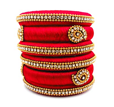 Buy Youth Red Silk Thread Bangle Set for Women - Set of 6 at Amazon.