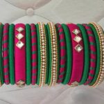 Silk thread bangles Colour Pink and Green 14 Bangles for both | Et