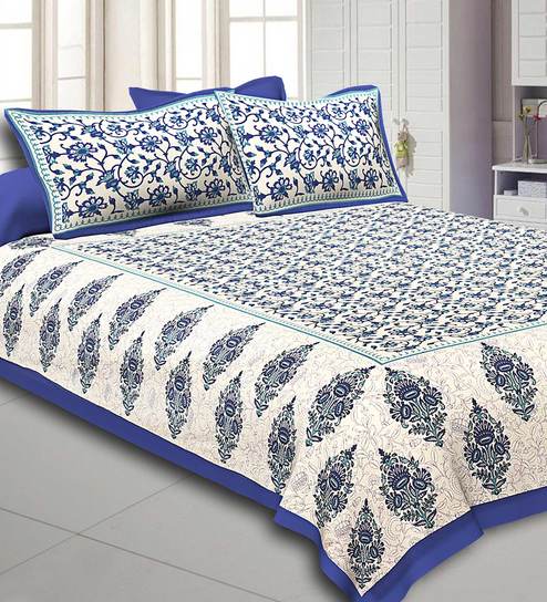 Buy Cotton 240TC Double Bedsheet with 2 Pillow Covers by Jaipur .