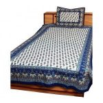 Paisley And Floral Design Cotton Single Bed Sheet & Bedcover (With .