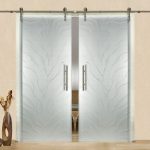 2-Leaf sliding glass barn door with frosted retro design | Glass .