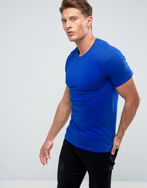 Bershka Slim Fit T-Shirt In Royal Blue | AS