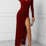 V-Neck Long Sleeve Thigh Slit Dress Online. Discover hottest trend .