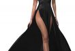 LeoGirl Womens Deep Double Slit Long Prom Dress Straps A-Line .