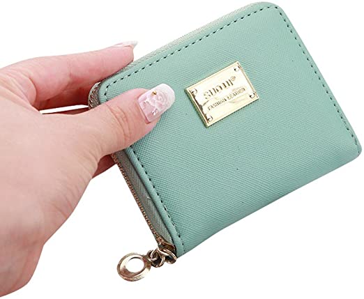 Amazon.com: Creazy Women Leather Small Wallet Card Holder Zip Coin .