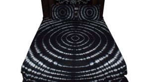 Tie Dye Cotton Mandala Design Bed Sheet Bedroom Decor Black Color .