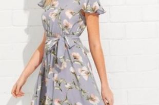 Wear this Light blue floral spring dress to the next spring event .