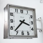 Square double sided Industrial Clock French wall mounted (or .