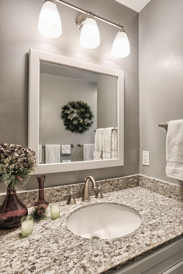 Bathroom Vanity with square mirror | Best bathroom designs .
