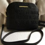 Steve Madden Handbag Bmarilyn Stamped Logo Black With Gold .