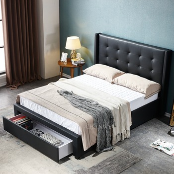 Modern European Designs Double Storage Bed King Queen Size With .