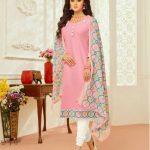 Buy Light Pink Color Cotton Resham Embroidery Unstitched Straight .