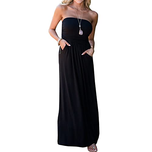 Black Strapless Maxi Dress: Amazon.c