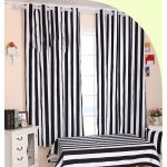 Funky Black And White Striped Curtains Of Cotton Fabr