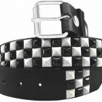 Black & White Checkerboard Pyramid Studded Leather Belt – Bewi