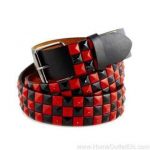 emo studded belts | Metal Pyramid Studded Leather Belt 2 Tone .