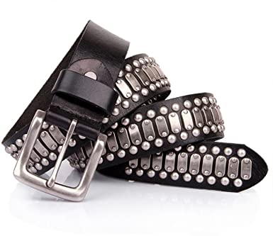 Punk Rock Studded Belt Italian Leather Black at Amazon Men's .