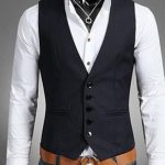 Men's Solid Color Single Breasted Slim Fitted Business Suit Vest .