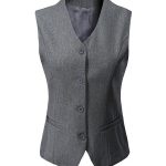 Women's Fully Lined 4 Button V-Neck Economy Dressy Suit Vest .