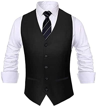 JIMIARTECH Men's Formal Suit Vests Paisley Jacquard Business .