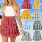Women's Fashion Floral Print Mini Skirts Ladies Summer Casual High .
