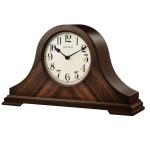 Bulova 9 in. H x 15.25 in W Walnut Traditional Table Clock with .