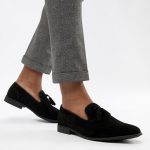 ASOS DESIGN tassel loafers in black faux suede | AS