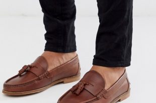 ASOS DESIGN tassel loafers in tan leather with natural sole | AS