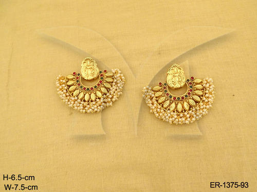 Golden 6.5cm X 7.5cm Laxmi Temple Jewellery Earrings, Rs 465 /pair .