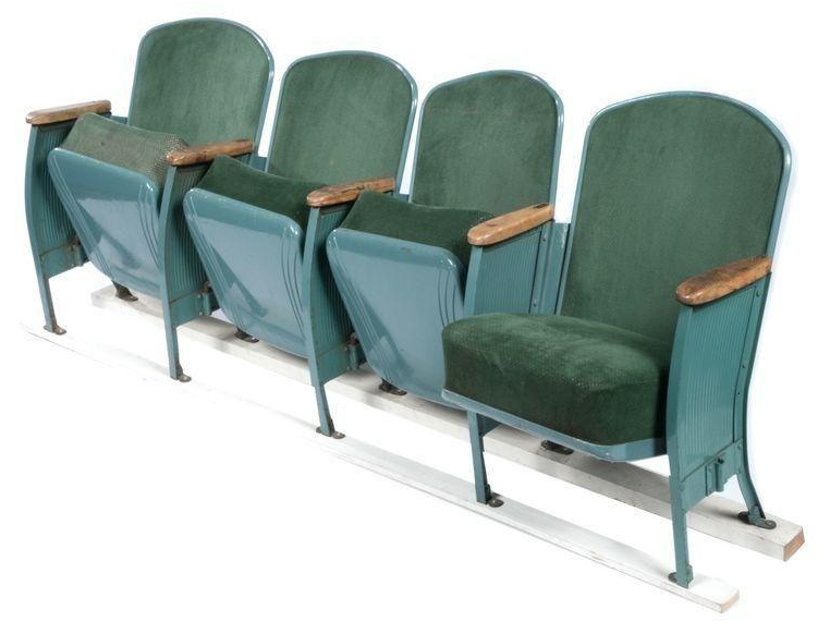 Vintage Velvet Theater Seats in Forest Green on Chairish.com .