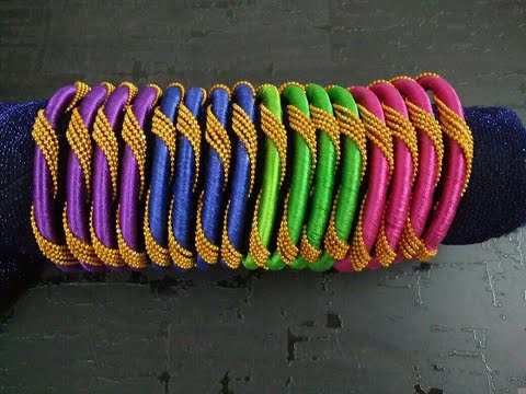 Designer silk thread bangles with ball chain - YouTu