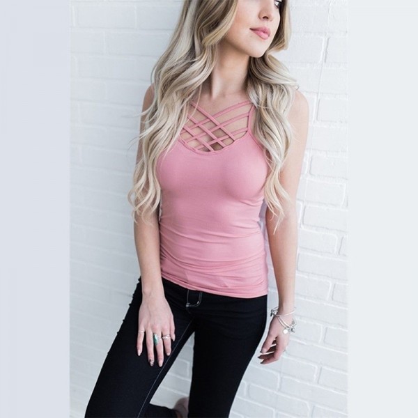 Buy New Fashion Tank Tops Women Camisole Vest Simple Stretchable .