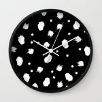 Modern trendy black white brush strokes Wall Clock by girlytrend .