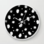 Modern trendy black white brush strokes Wall Clock by girlytrend .