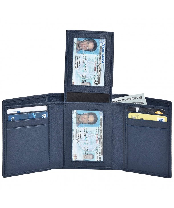 RFID Leather Trifold Wallets for Men - Handmade Slim Mens Wallet .