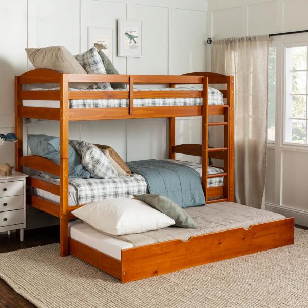 Welwick Designs Solid Wood Twin over Twin Bunk Bed + Storage .