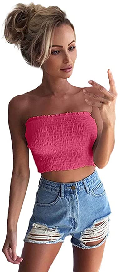 Amazon.com: KASAAS Sexy Tube Tops for Women Strapless Ruched .