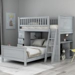 Harper & Bright Designs Grey Classic Twin Over Twin Bed with .