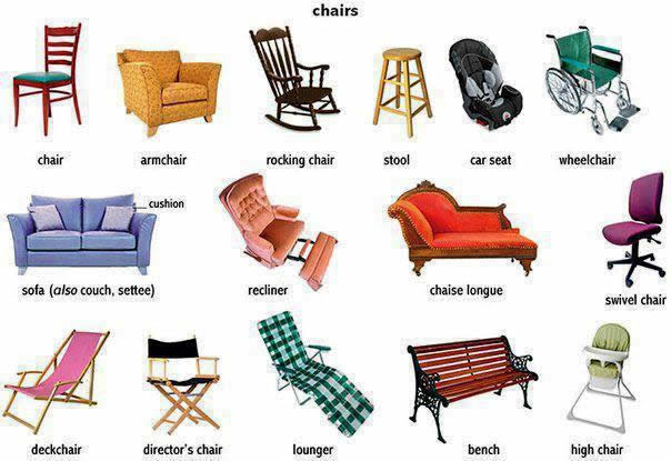 Chairs and the different types learning Engli