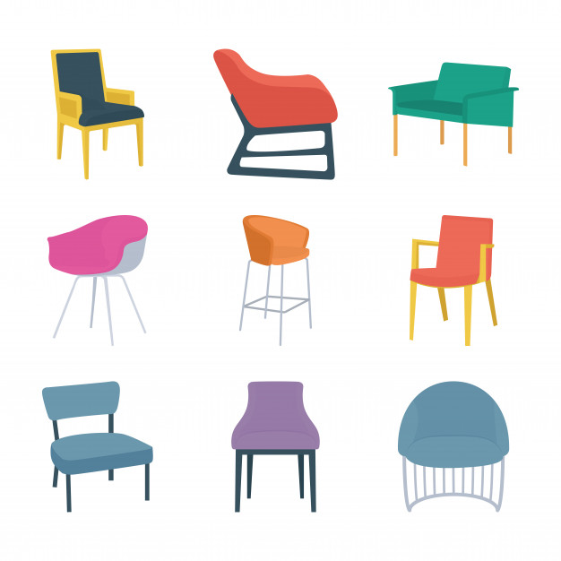 Types of chairs flat icons | Premium Vect