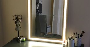 Modern Wood and LED Vanity Mirror | Diy mirror with lights, Diy .