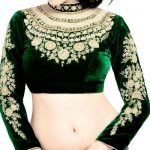 Full Sleeves Green Velvet Saree #Blouse | Blouse designs indian .