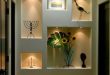 modern POP wall designs in hall shelves in POP designs | Niche desi