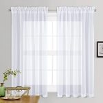 Amazon.com: NICETOWN Sheer White Curtains for Bedroom - Rod Pocket .