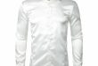 Stylish White Silk Satin Shirt Men Chemise Homme 2018 Casual Long .